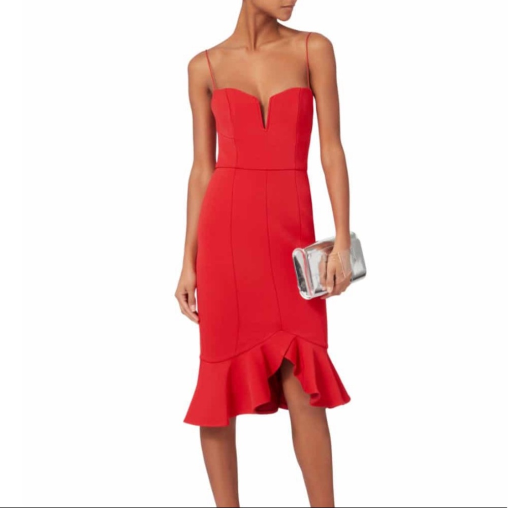 NICHOLAS red flip hem bra dress